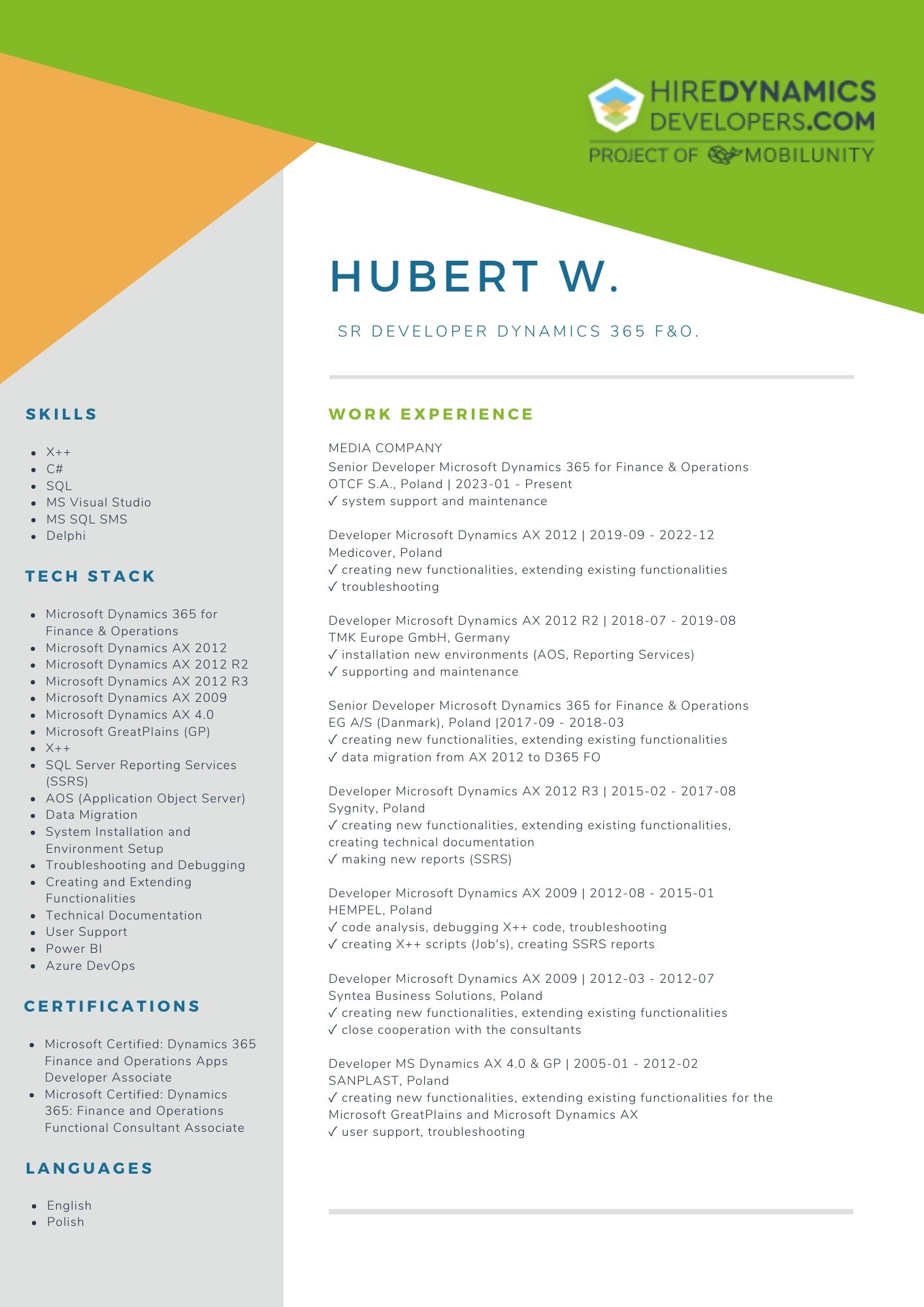 Hubert W. – Senior Developer Microsoft Dynamics AX