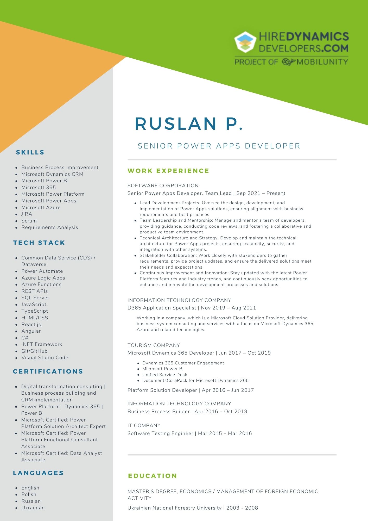 Ruslan P. – Microsoft Power Platform Developer