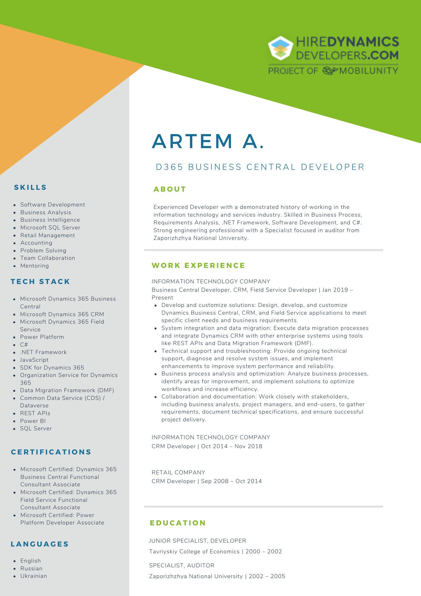 Artem A D365 Business central Developer