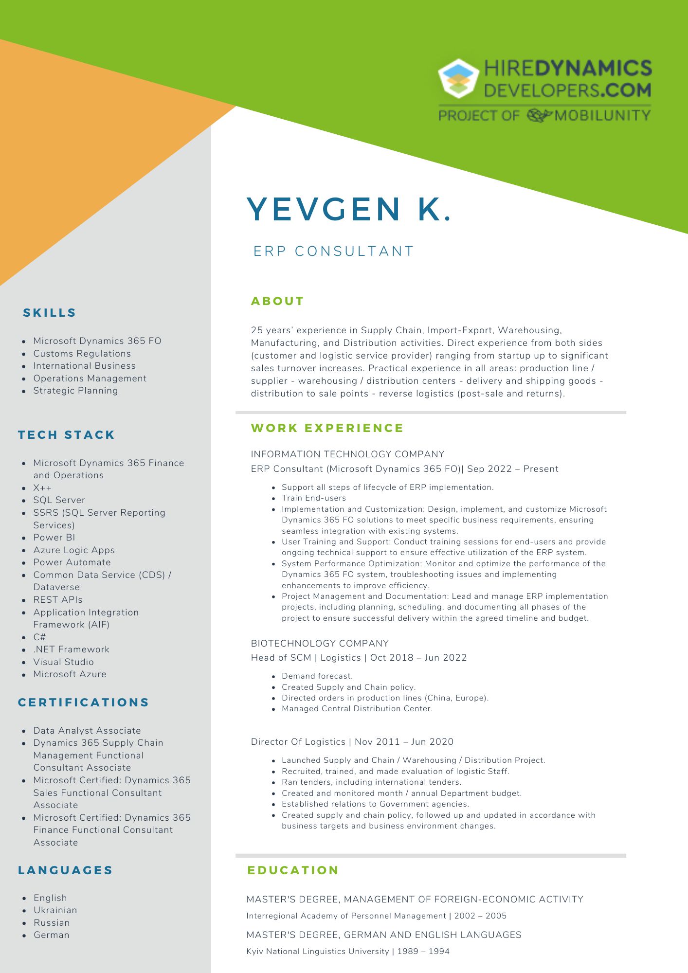 Yevgen K ERP Consultant