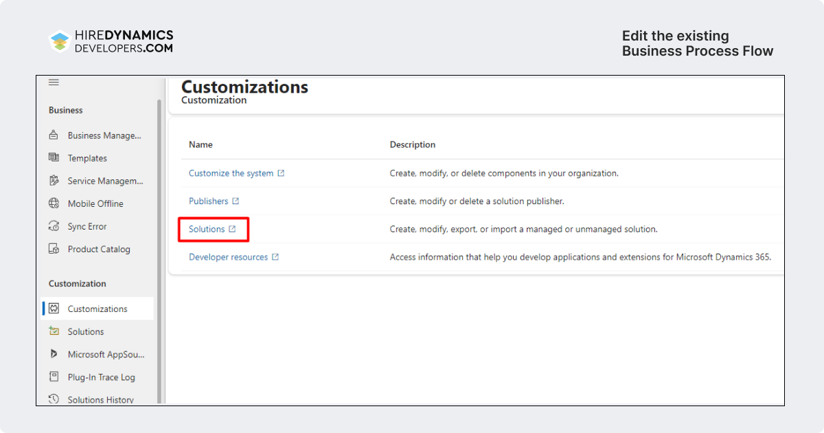 existing dynamics 365 business process flows