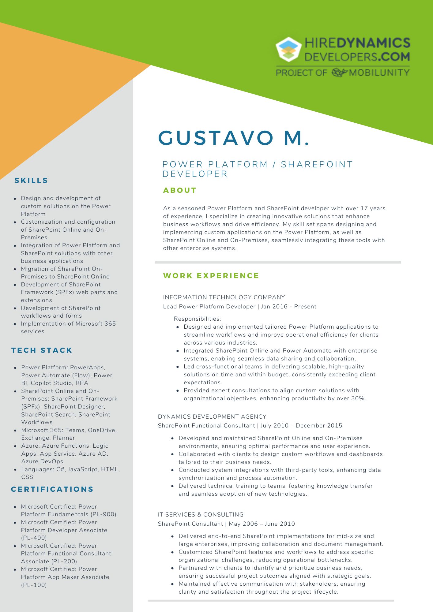 Gustavo M. – Power Platform / SharePoint Developer