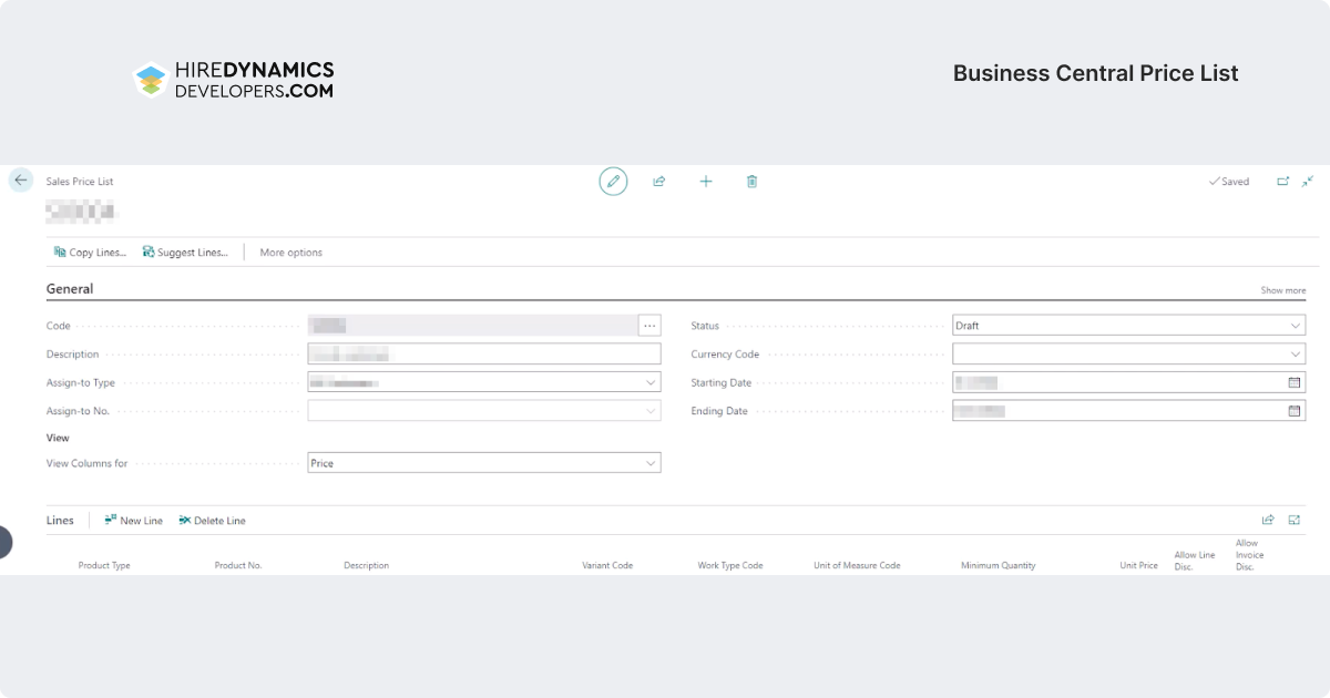 business central price list