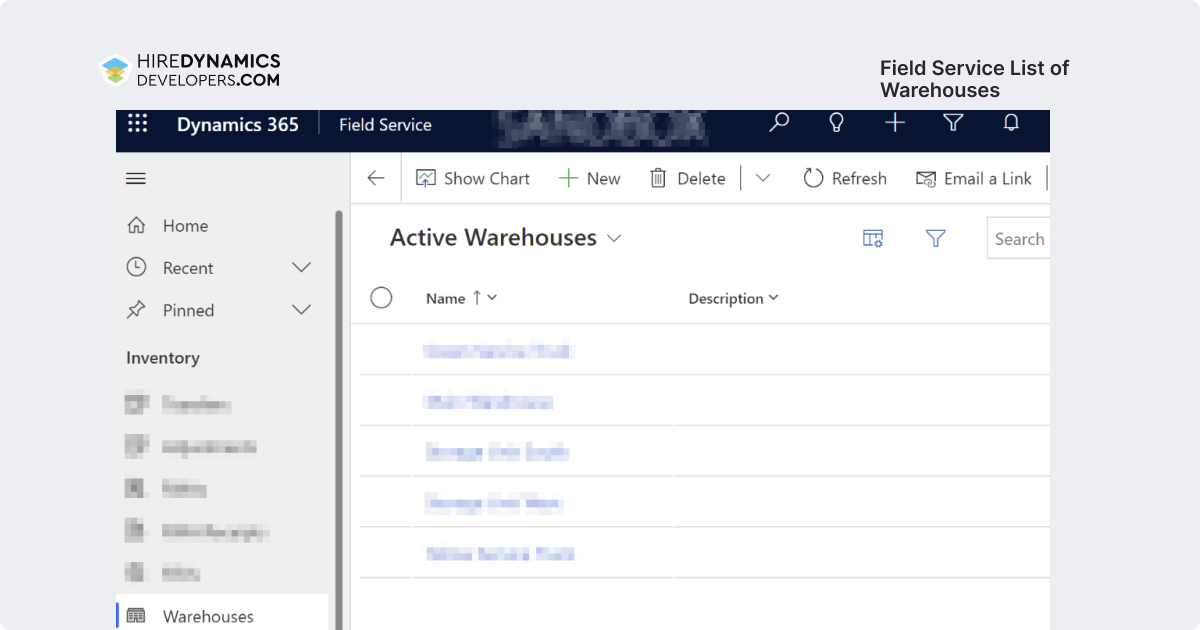 field service list of warehouses