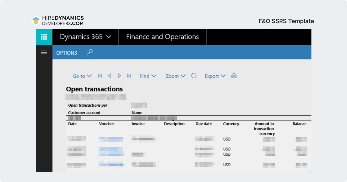 F&O SSRS template